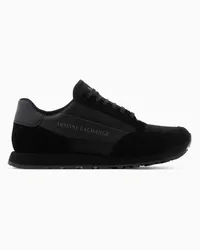 Armani Exchange OFFICIAL STORE Sneakers In Suede Con Inserti In Mesh Nero