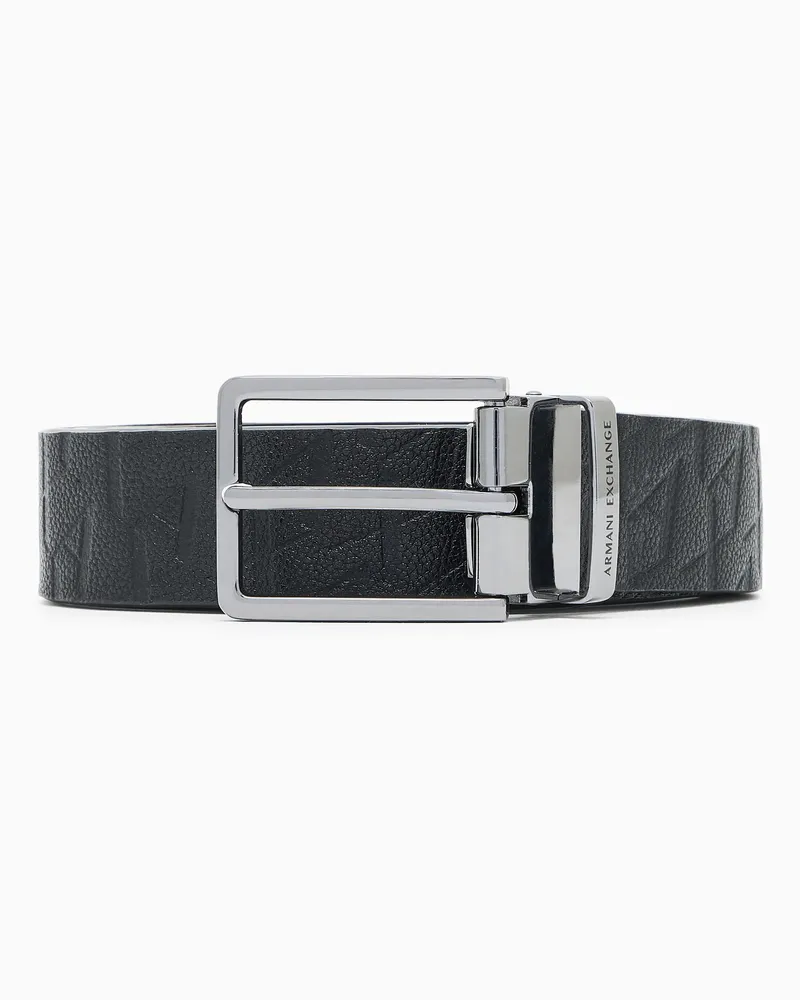 Armani Exchange Cintura con texture logata Nero