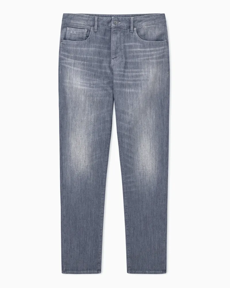Armani Exchange Jeans stone washed a cinque tasche in cotone Grigio