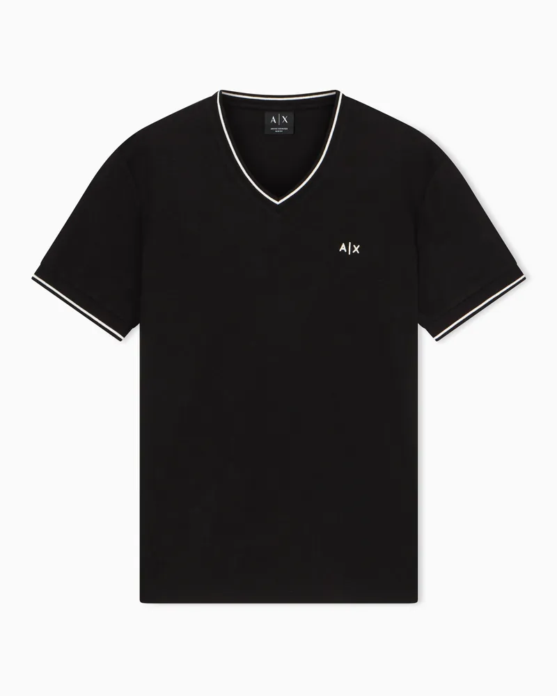 Armani Exchange T-shirt Slim Fit in Jersey di Cotone Nero