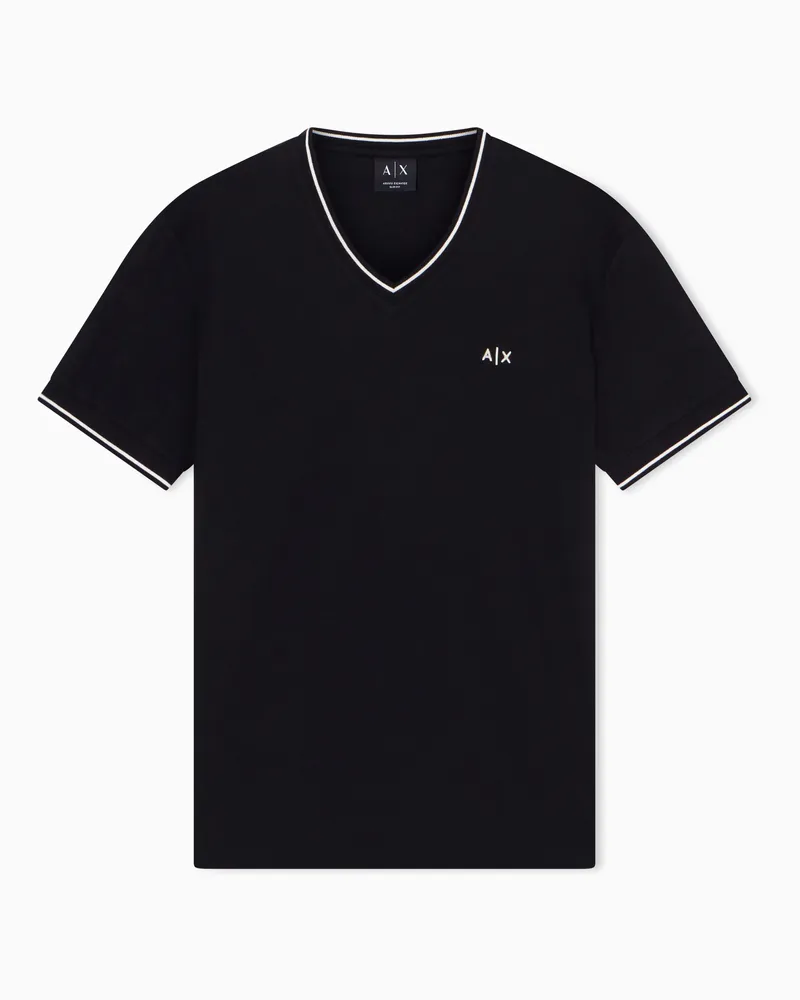 Armani Exchange T-shirt Slim Fit in Jersey di Cotone Nero