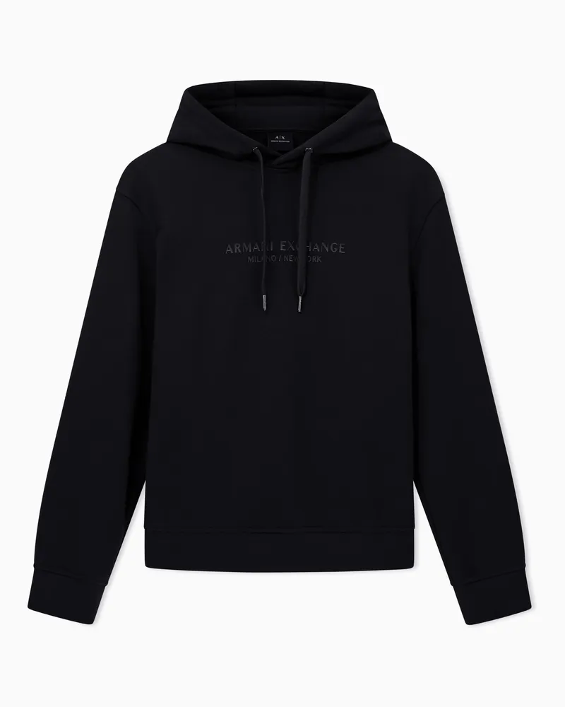 Armani Exchange Felpa con basic design e cappuccio in cotone Nero