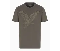 Armani Exchange OFFICIAL STORE T-shirt Regular Fit Con Aquila Ricamata In Jersey Asv Verde