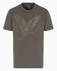 Armani Exchange OFFICIAL STORE T-shirt Regular Fit Con Aquila Ricamata In Jersey Asv Verde