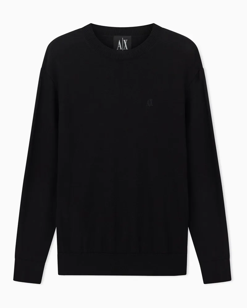Armani Exchange Maglione girocollo in misto cotone Nero