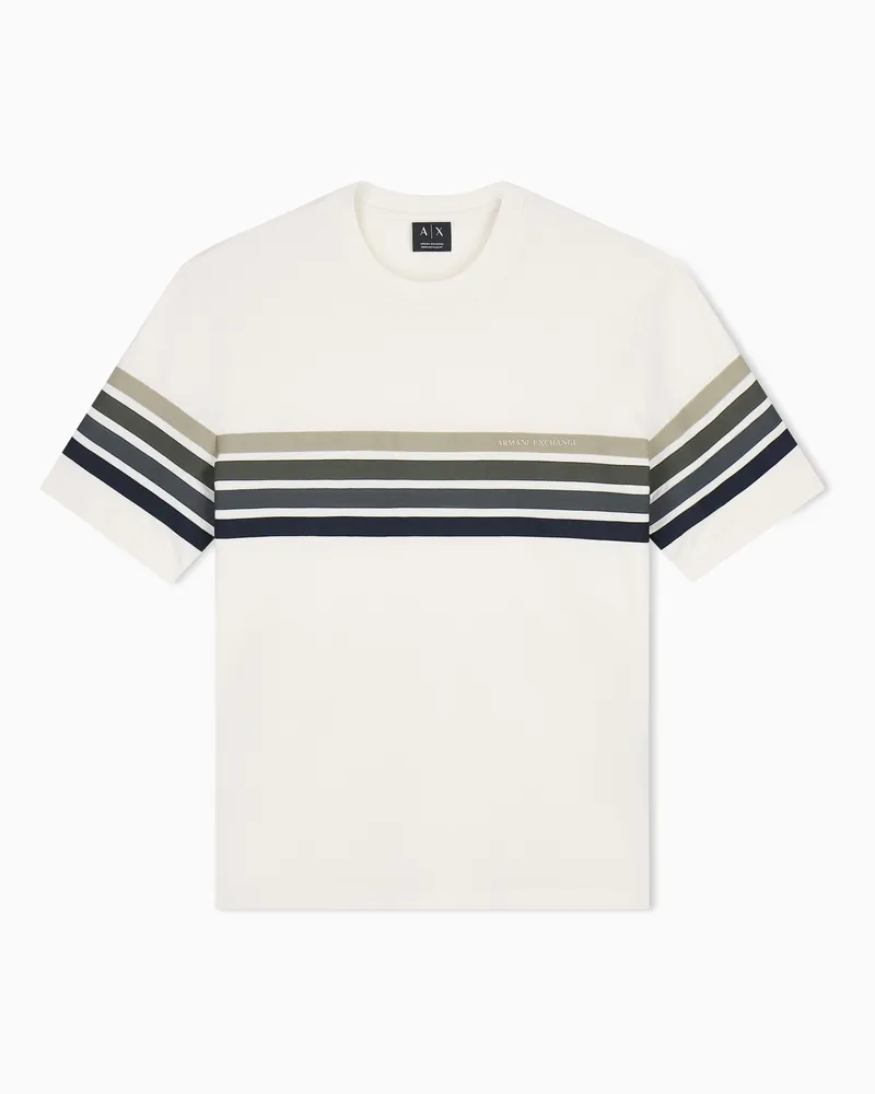 Armani Exchange T-shirt Regular Fit in Jersey di Cotone Classico Bianco
