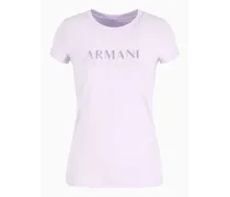 Armani Exchange OFFICIAL STORE T-shirt Slim Fit In Cotone Organico Stretch Asv Con Logo Glitterato Lilla