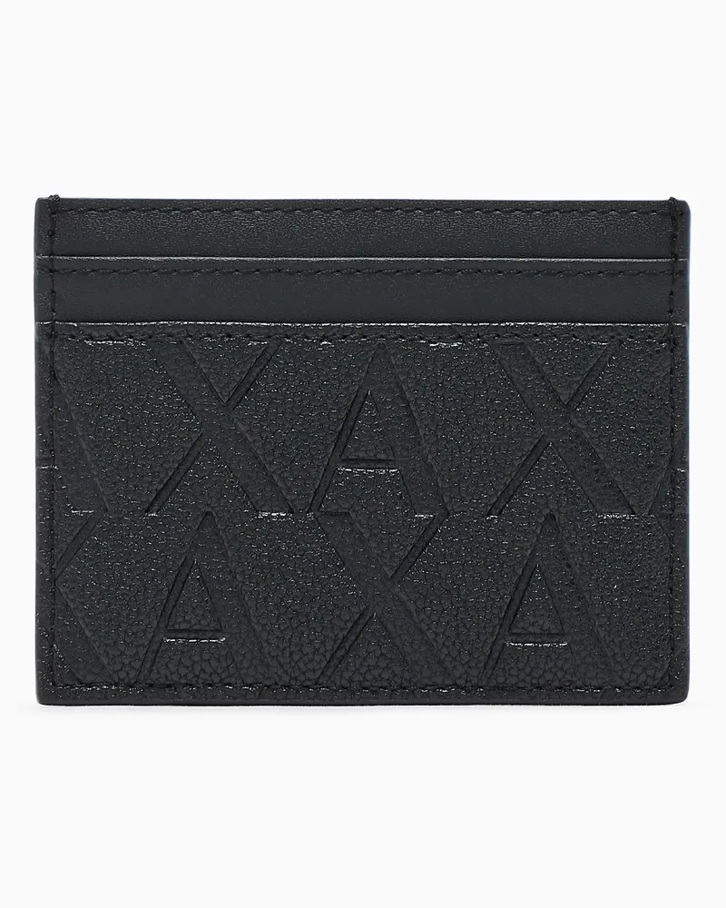 Armani Exchange Portacarte con fermasoldi texture logo Nero