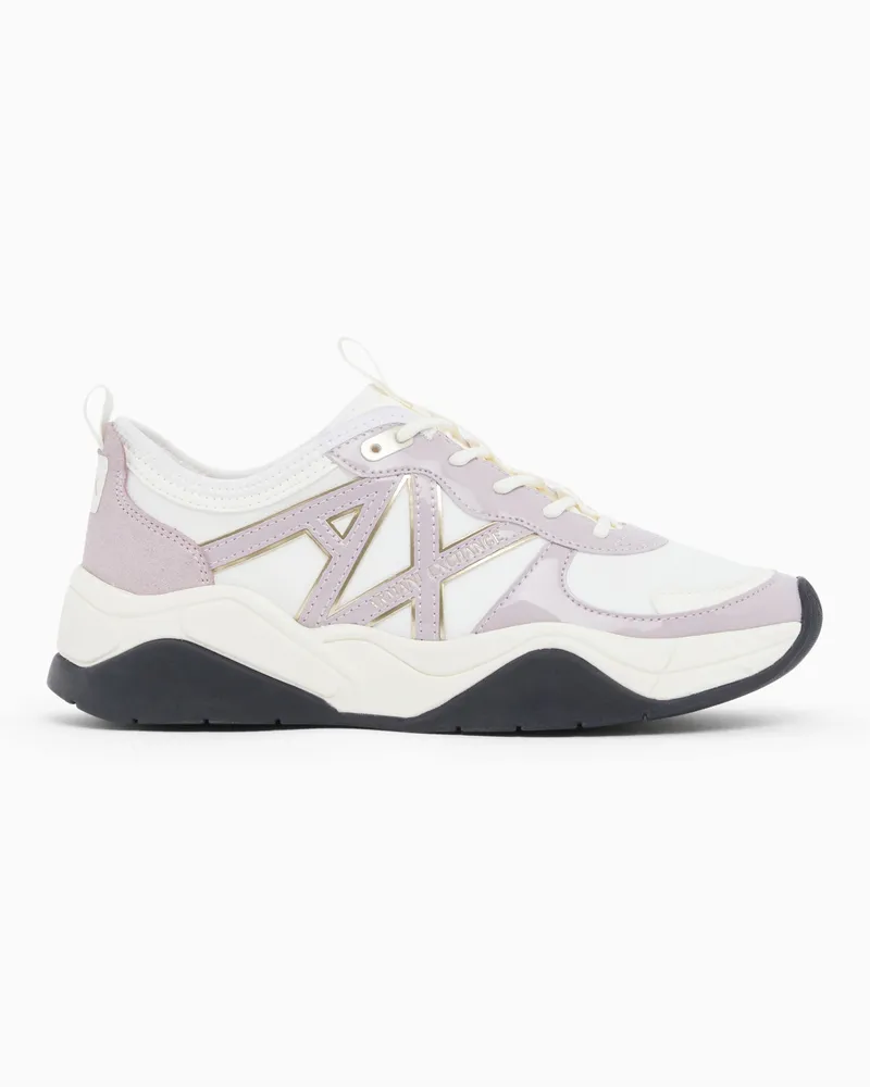 Armani Exchange Sneakers in mesh con inserti in vernice e logo Rosa