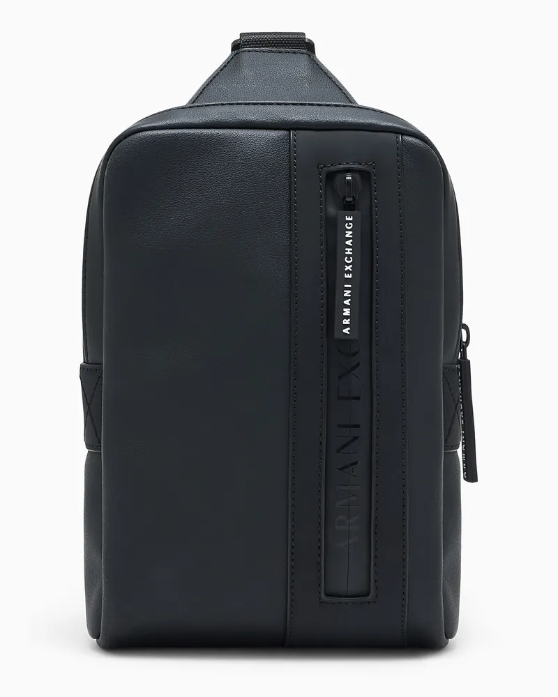 Armani Exchange Zaino in tessuto spalmato con logo e tasca zip Nero