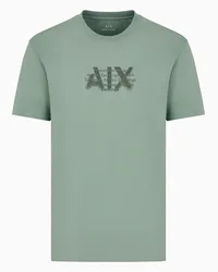 Armani Exchange OFFICIAL STORE T-shirt Regular Fit Con Logo Urban Military In Cotone Asv Verde