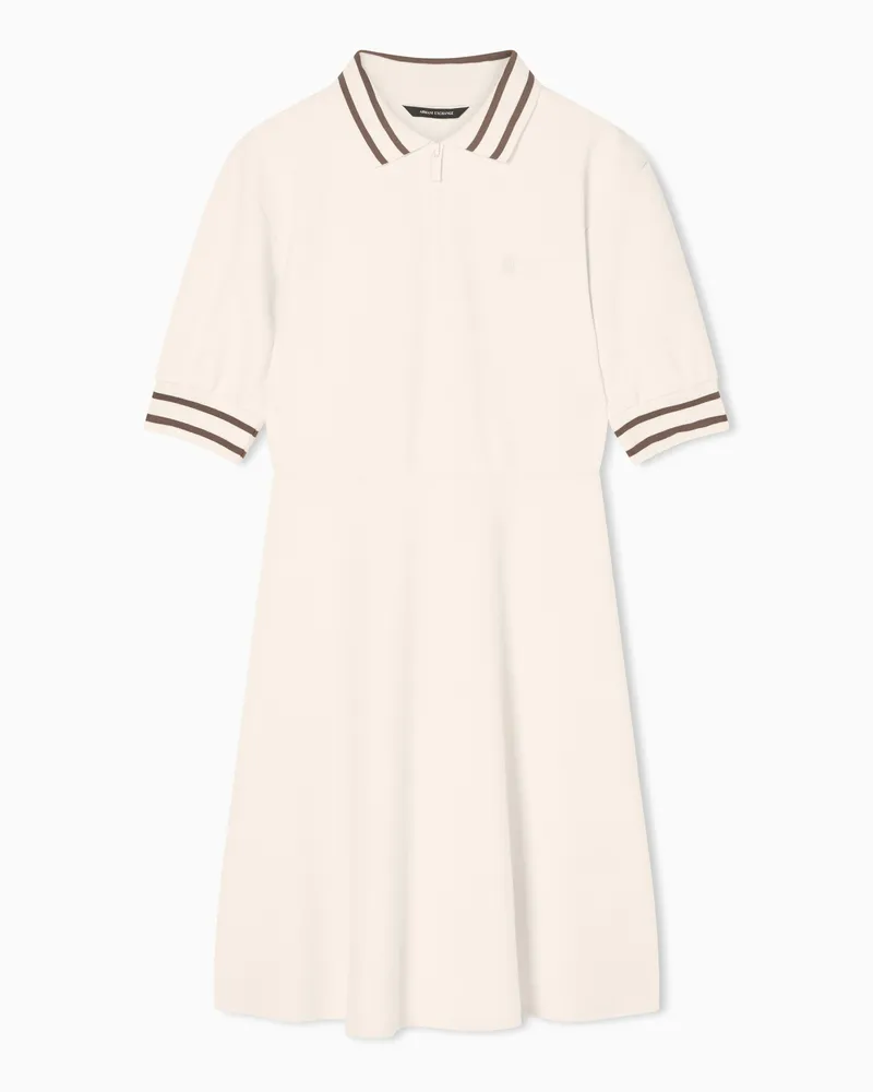 Armani Exchange Abito Corto Piquet Stretch con profili a contrasto Bianco