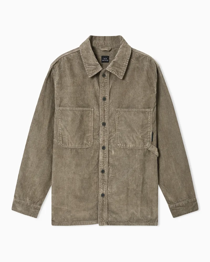 Armani Exchange Camicia in velluto a costine Verde