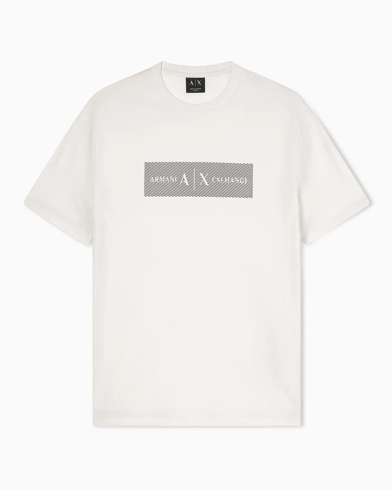 Armani Exchange T-shirt in cotone con stampa logo Bianco