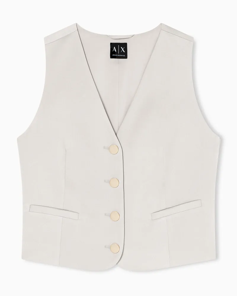 Armani Exchange Gilet sartoriale in raso crepe riciclato Beige