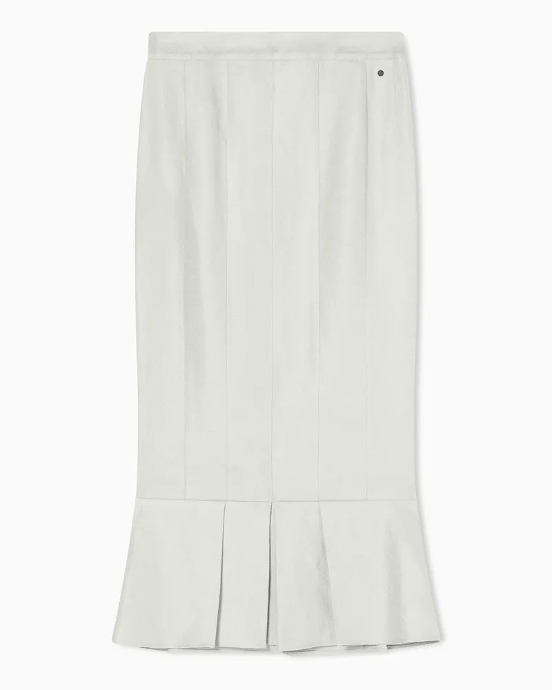 Armani Exchange Gonna Midi in Twill di Lino Beige