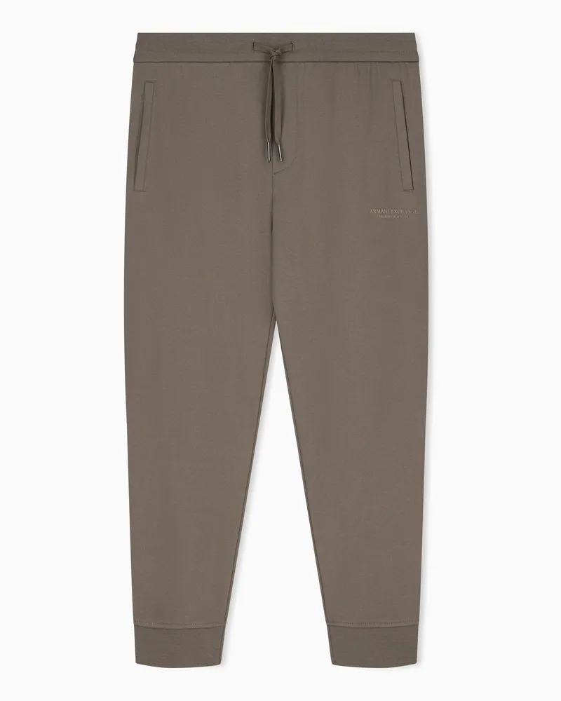 Armani Exchange Pantaloni regular fit in cotone french terry Marrone