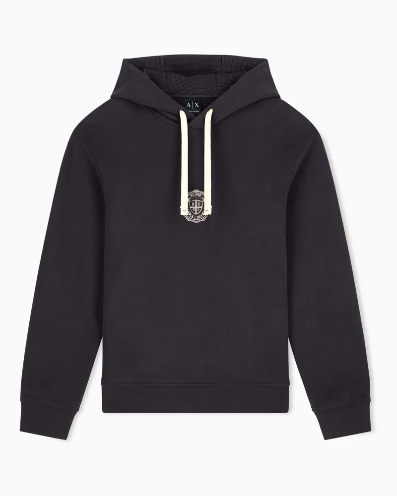 Armani Exchange Felpa Crossover in cotone con cappuccio e logo Marrone
