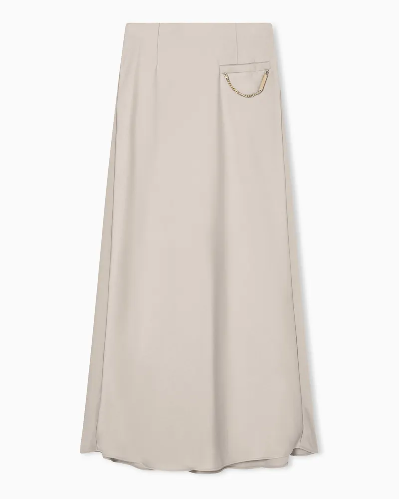 Armani Exchange Gonna Lunga Fluida in Crepe Satin Riciclato Beige