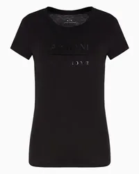 Armani Exchange OFFICIAL STORE T-shirt Slim Fit In Cotone Pima Con Logo Effetto Vinile Nero