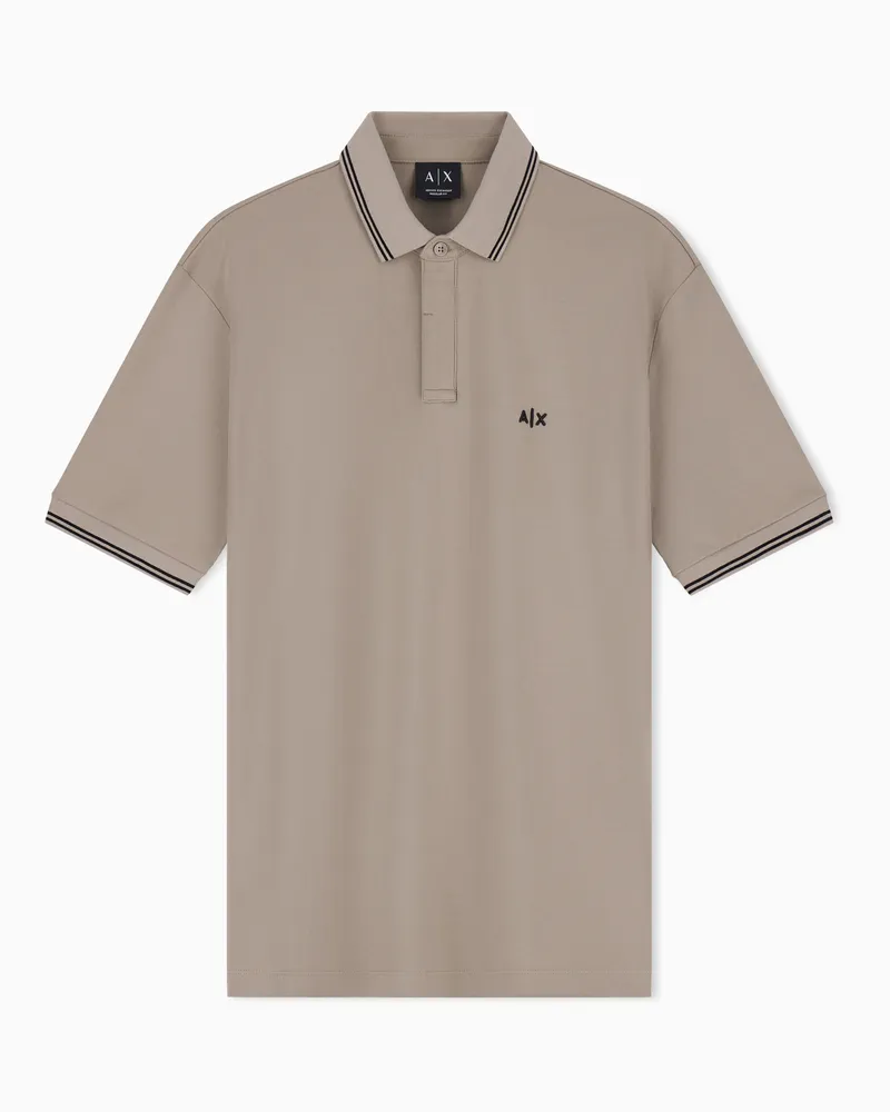 Armani Exchange Polo in Piquet Stretch con profili a contrasto Beige