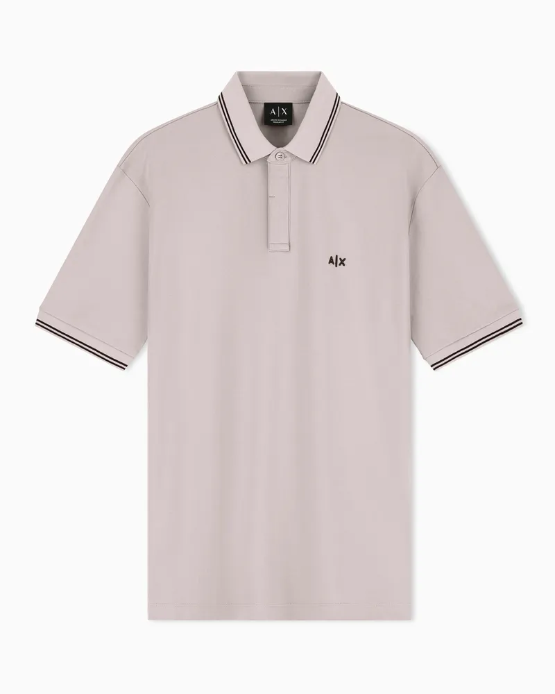 Armani Exchange Polo in Piquet Stretch con profili a contrasto Beige