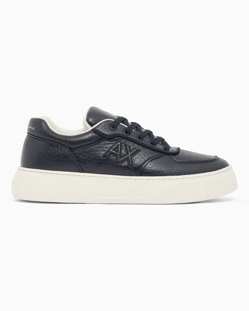 Armani Exchange Sneakers stringate con logo in rilievo e finitura lavorata Blu