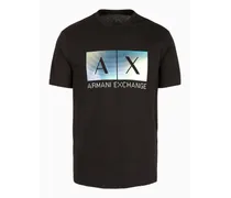 Armani Exchange OFFICIAL STORE T-shirt Regular Fit In Cotone Con Maxi Stampa Logo Nero