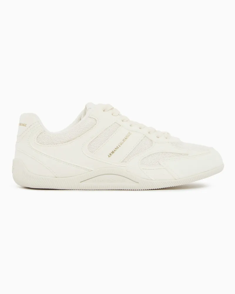 Armani Exchange Sneakers stringate in mesh e microfibra con suola in gomma Bianco