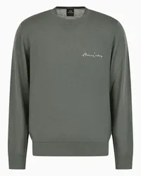 Armani Exchange OFFICIAL STORE Maglione Girocollo In Misto Lana Con Logo Sul Petto Grigio