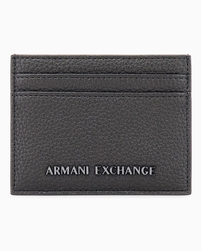 Armani Exchange Porta carte di credito con finitura testurizzata e logo Marrone
