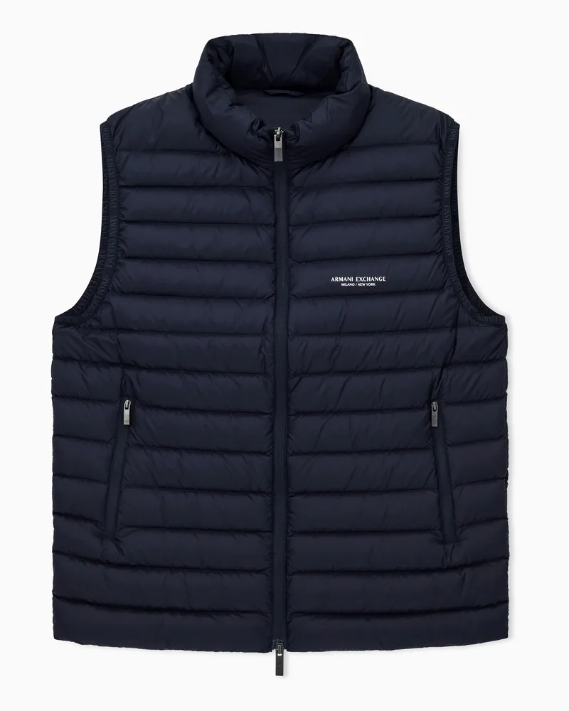 Armani Exchange Piumino fullzip smanicato con collo alto Blu