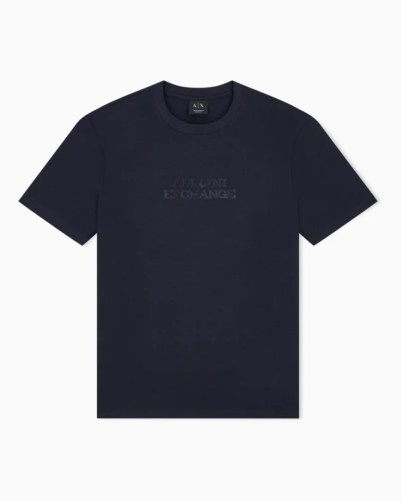 Armani Exchange T-shirt con vestibilità regular in jersey di cotone Blu