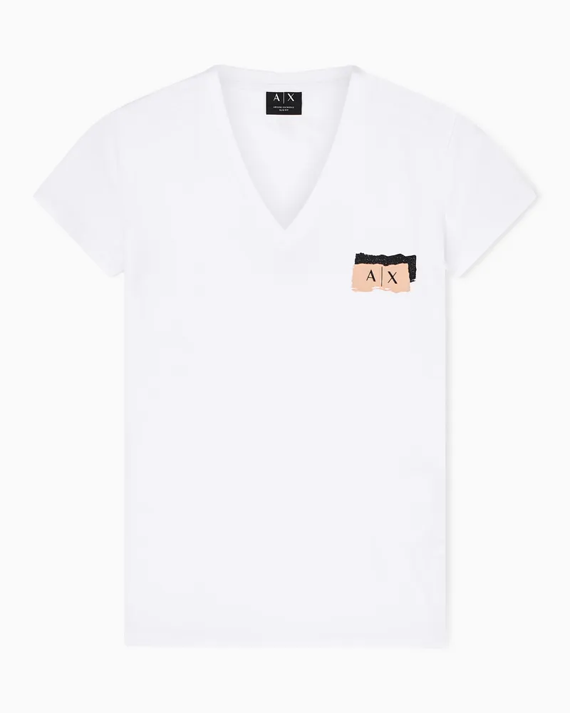 Armani Exchange T-shirt slim fit in jersey di cotone stretch Bianco