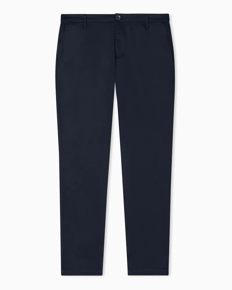 Armani Exchange Pantaloni cotone stretch a gamba dritta Blu