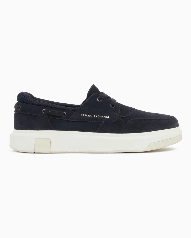 Armani Exchange Slip-on in Suede e Mesh Urban Blu