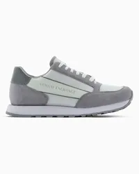 Armani Exchange OFFICIAL STORE Sneakers In Suede Con Inserti In Mesh Grigio