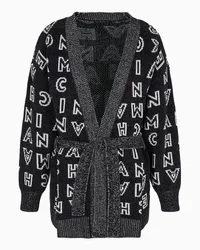 Armani Exchange OFFICIAL STORE Maxi-cardigan Con Cintura In Maglia Jacquard Con Logo Asv Nero