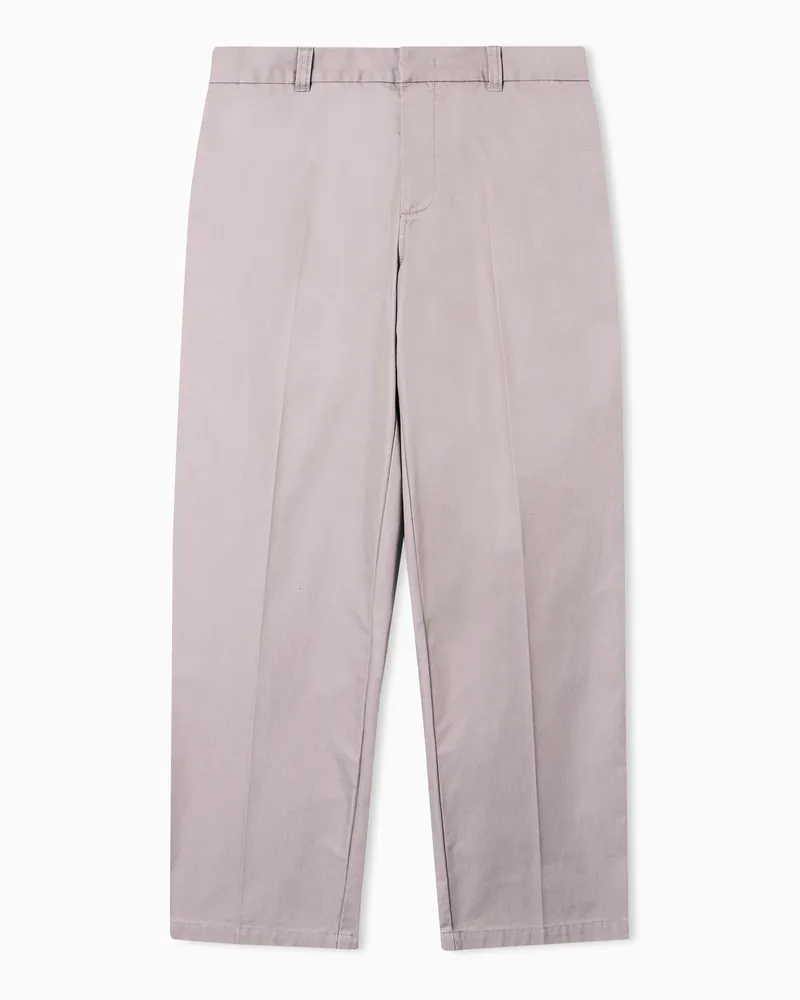Armani Exchange Pantaloni Classici in Twill di Cotone Comfort Beige