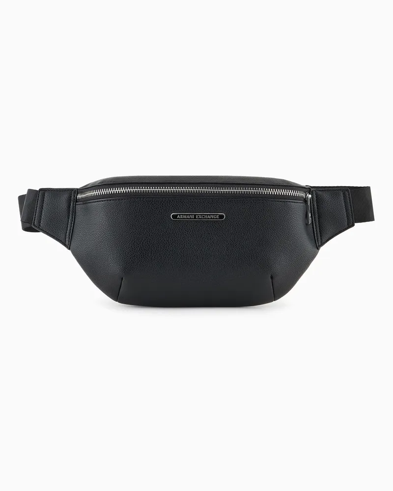Armani Exchange Marsupio rettangolare con zip e logo Nero