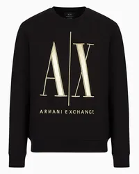 Armani Exchange OFFICIAL STORE Felpa Girocollo Icon Project Con Logo Ricamato Nero