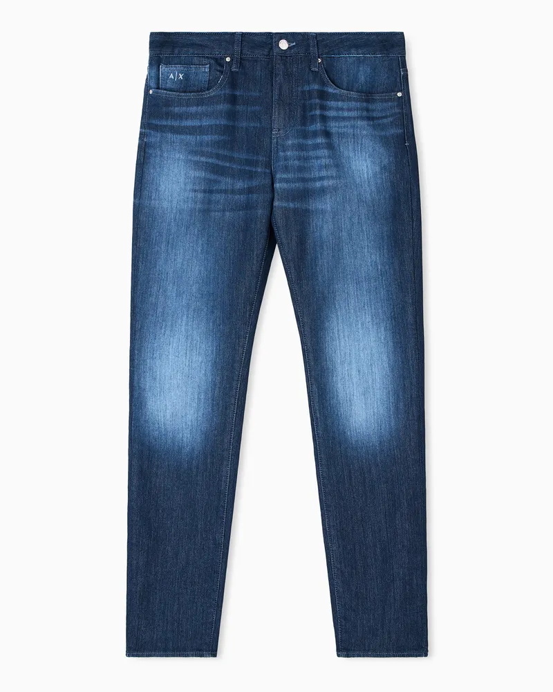 Armani Exchange Jeans slim fit a cinque tasche in cotone Blu