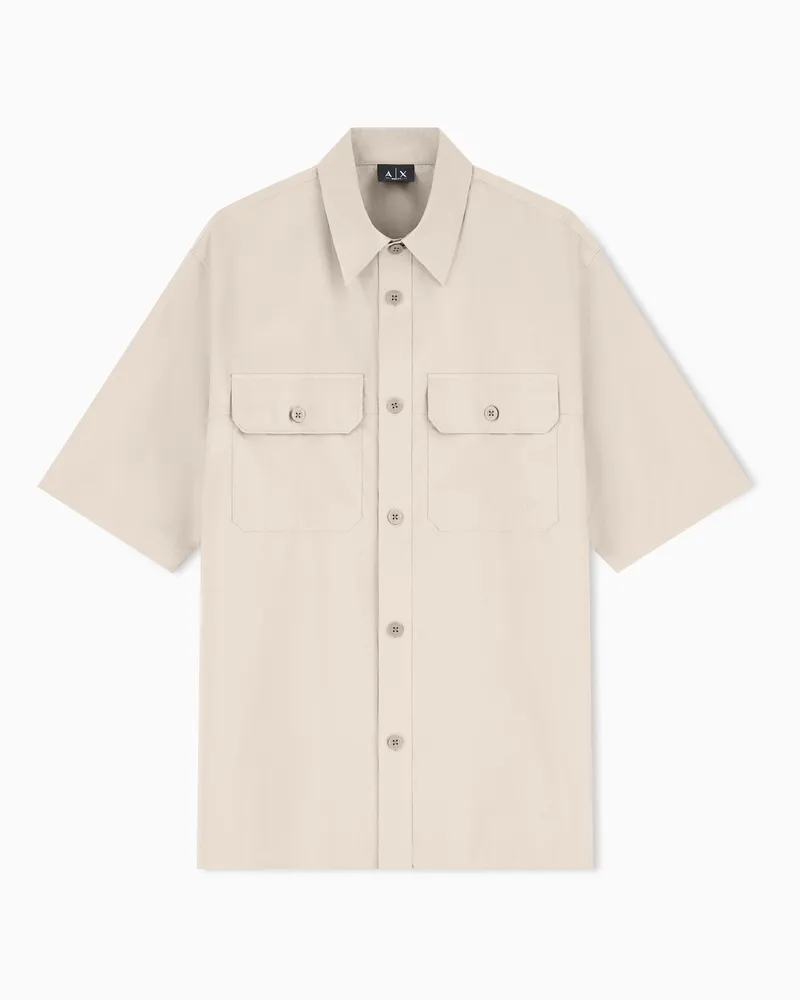Armani Exchange Camicia Casual in Popeline di Cotone Beige