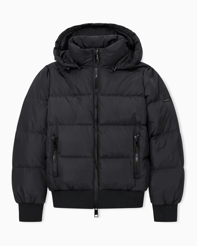 Armani Exchange Piumino trapuntato con cappuccio removibile e zip Icon Nero
