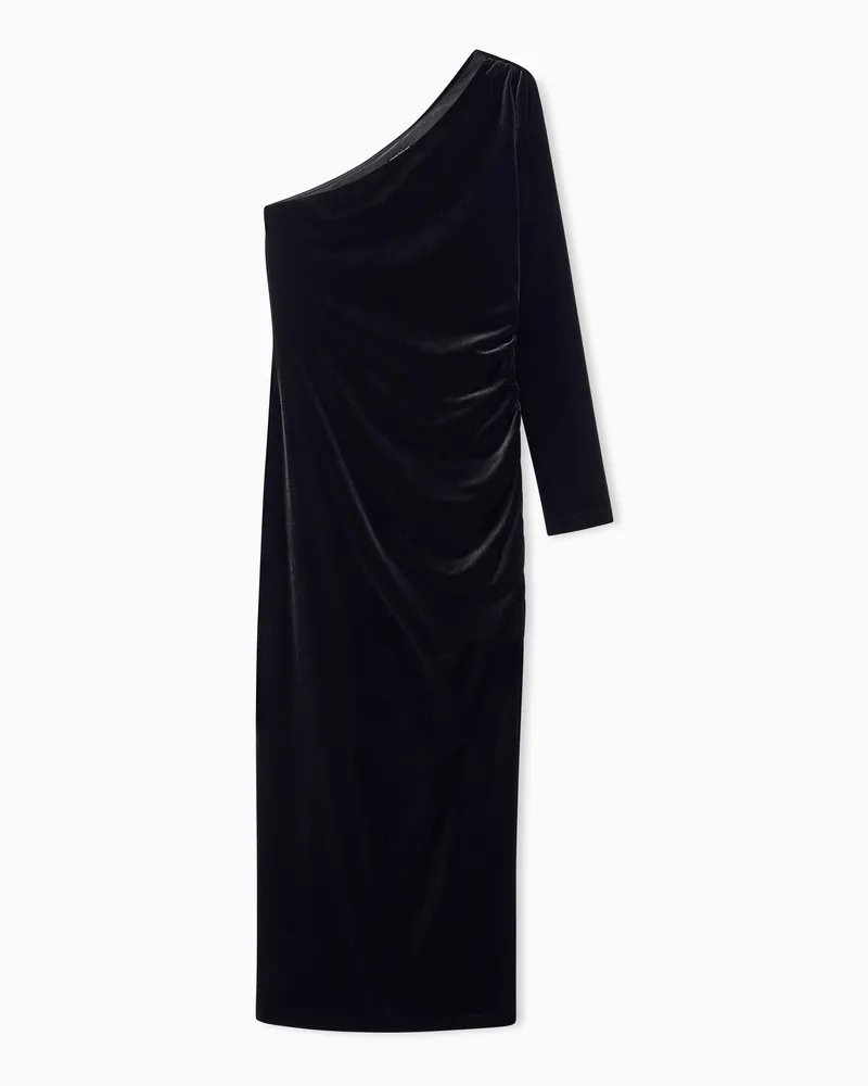 Armani Exchange Abito Up For Party monospalla in velluto stretch Nero