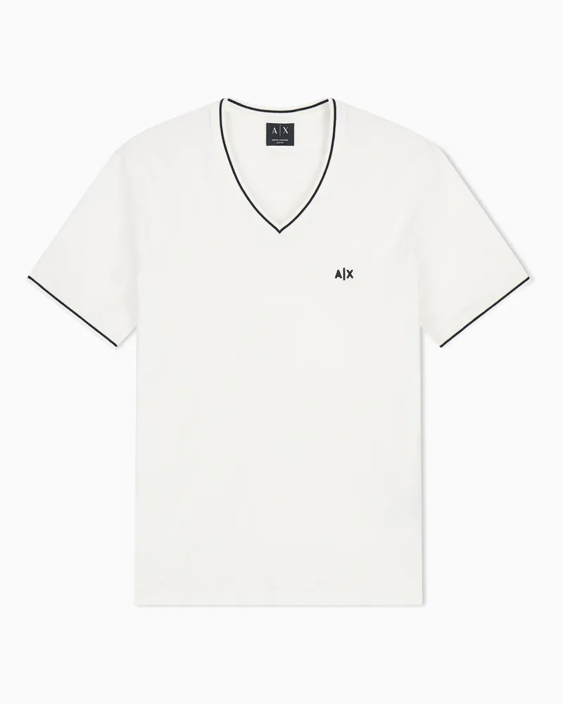 Armani Exchange T-shirt Slim Fit in Jersey di Cotone Bianco