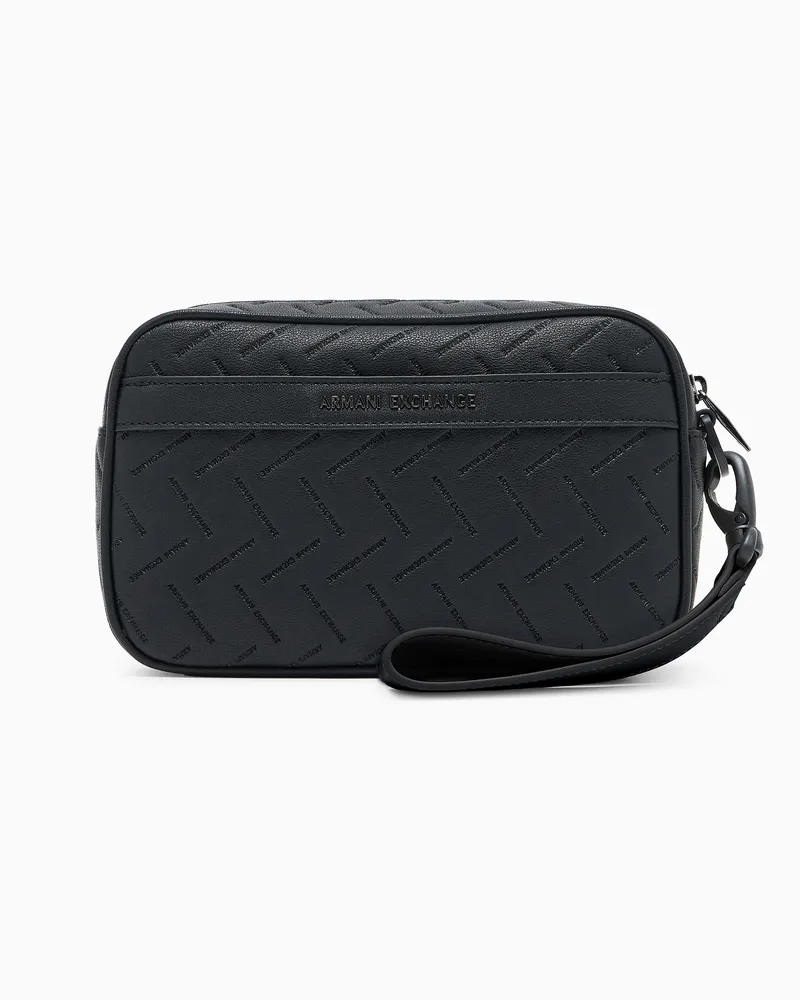 Armani Exchange Borsa a tracolla con motivo in rilievo e chiusura con zip Nero
