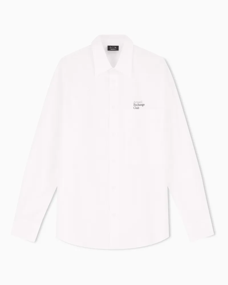 Armani Exchange Camicia Popeline di Cotone Casual Classica Bianco