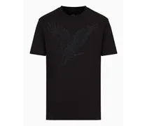 Armani Exchange OFFICIAL STORE T-shirt Regular Fit Con Aquila Ricamata In Jersey Asv Nero