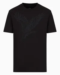 Armani Exchange OFFICIAL STORE T-shirt Regular Fit Con Aquila Ricamata In Jersey Asv Nero